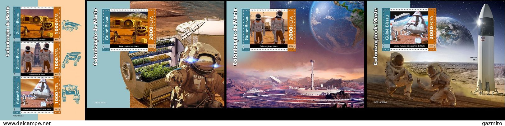 Guinea Bissau 2021, Space, Mars, 3val In BF +3BF - Guinea-Bissau