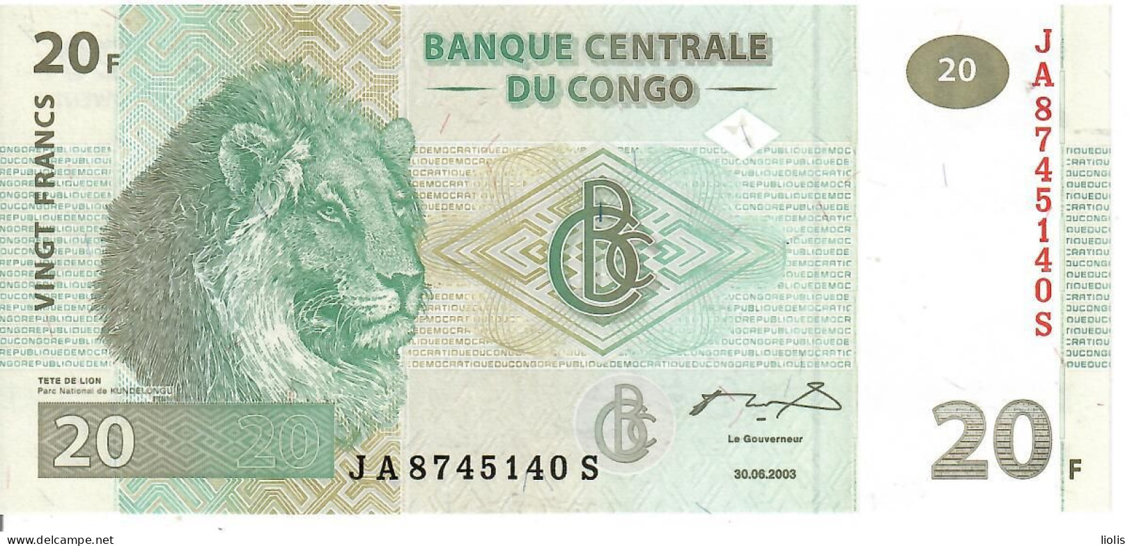 Congo P-94  20 Centimes 2003 UNC - République Démocratique Du Congo & Zaïre