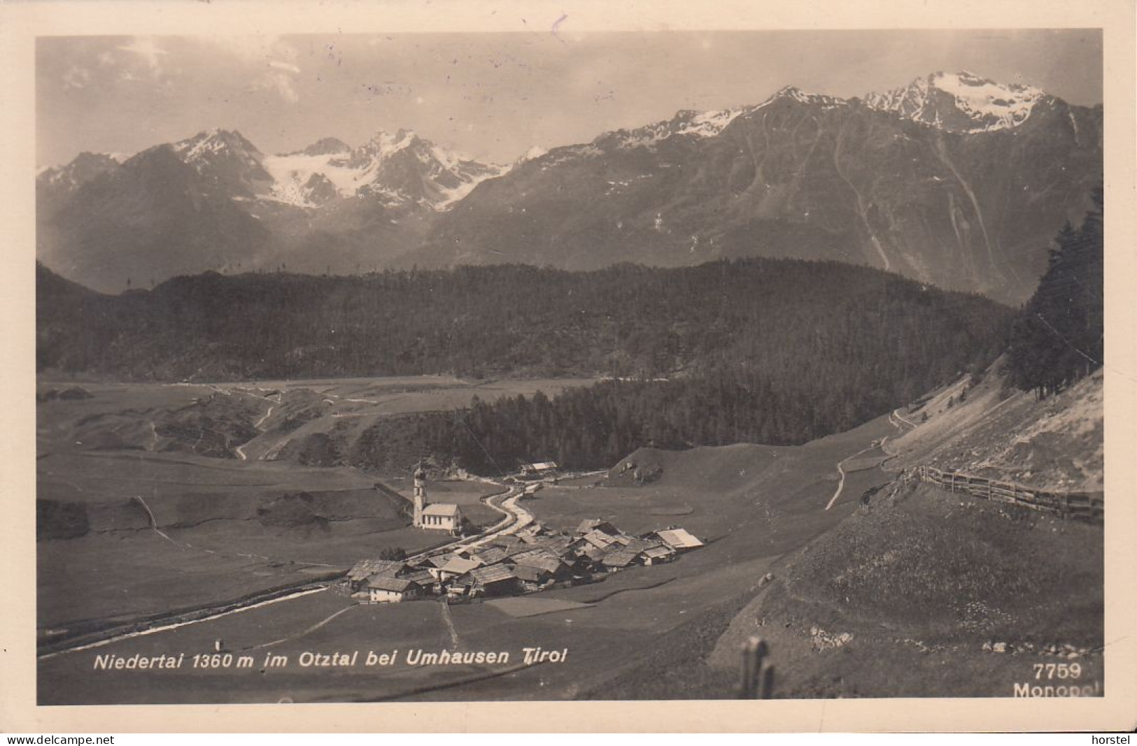 Austria - 6441 Umhausen - Niedertai - Ötztal - Alte Ortsansicht - Umhausen