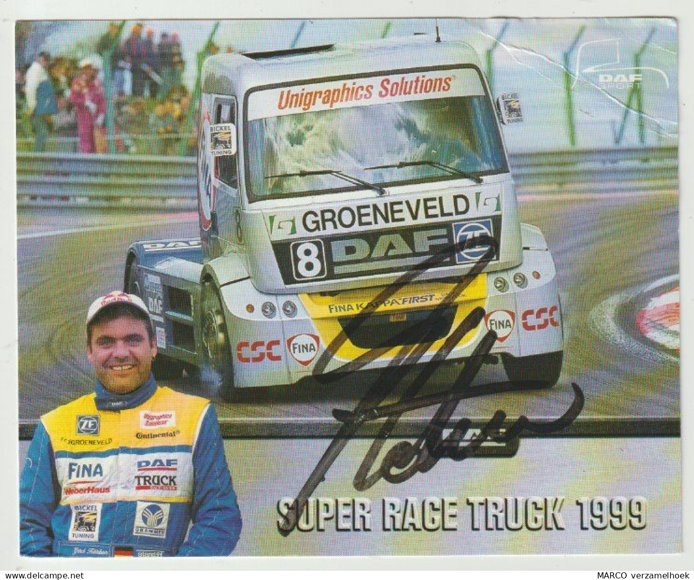 Fotokaart : DAF Trucks Eindhoven DAF FINA Racing Team 8) Gerd Körber (gesigneerd) - Trucks