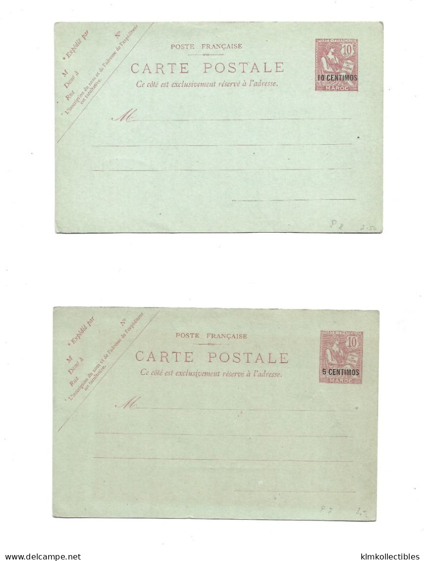 FRANCE COLONIES - MAROC MOROCCO - LOT OF 2 UNUSED POSTAL STATIONERY ENTIER - Andere & Zonder Classificatie