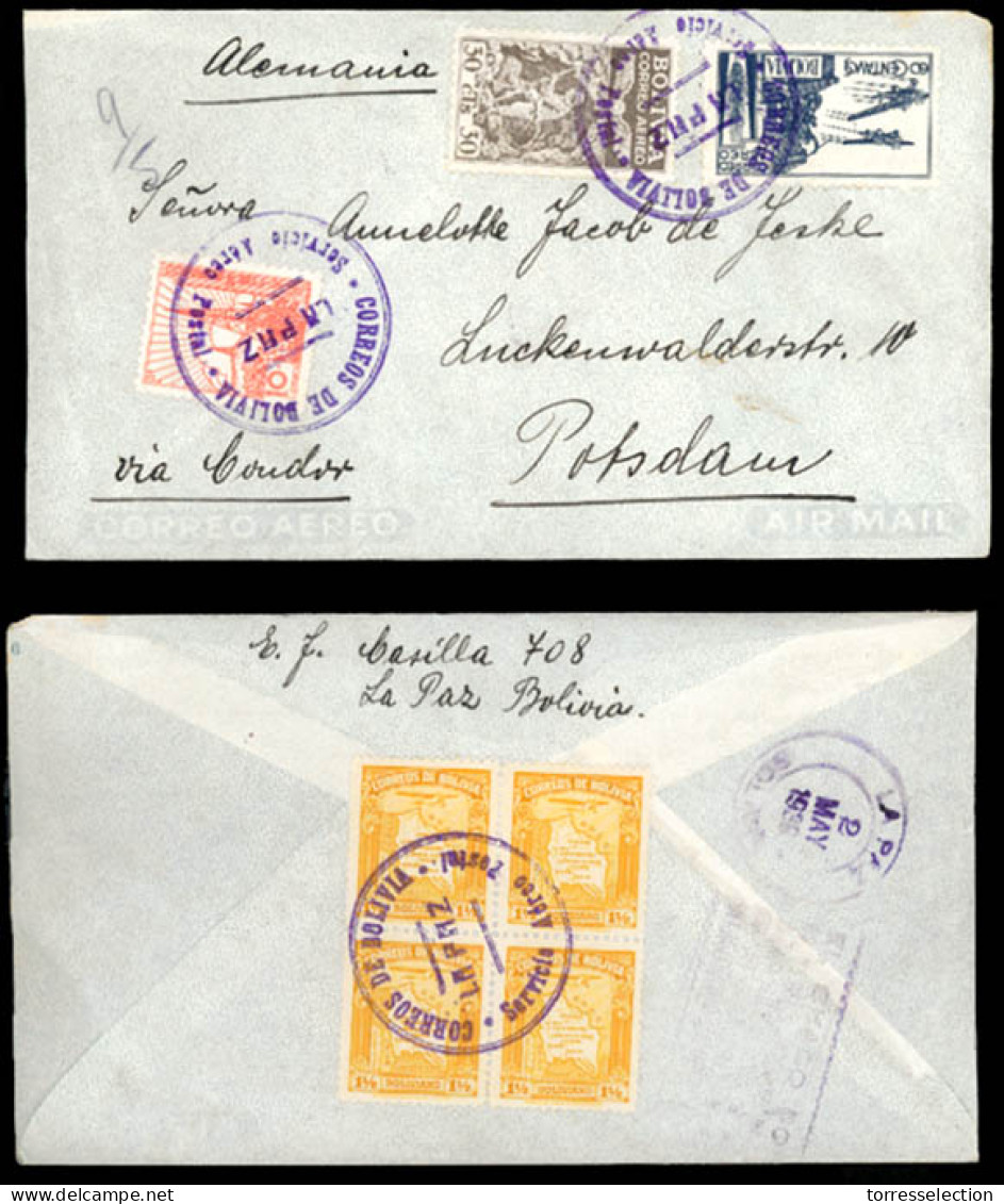 BOLIVIA. 1936. Via Condor. La Paz To Germany. Appeal. XF. - Bolivie