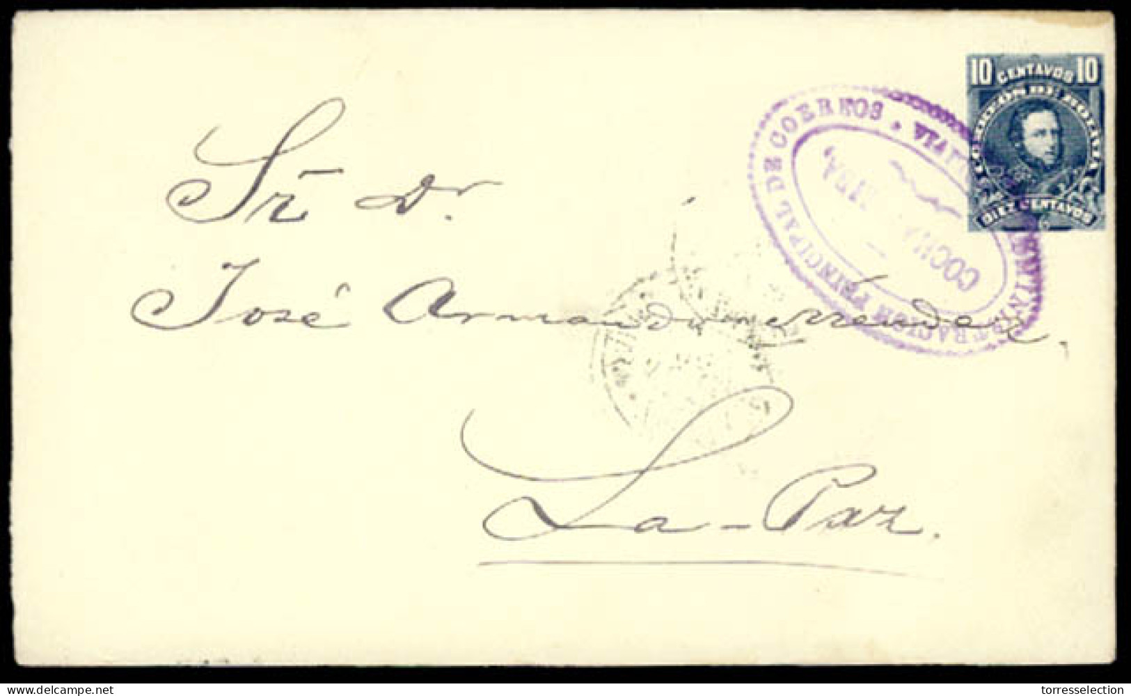 BOLIVIA. C. 1900. Cochabamba Diff. Stationery Envelope. Cancel. - Bolivie