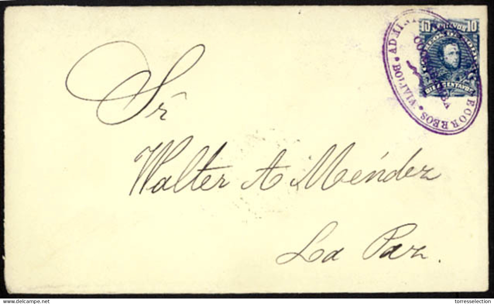 BOLIVIA. C.1900. Cochabamba Used Stationery Envelope. XF. - Bolivie