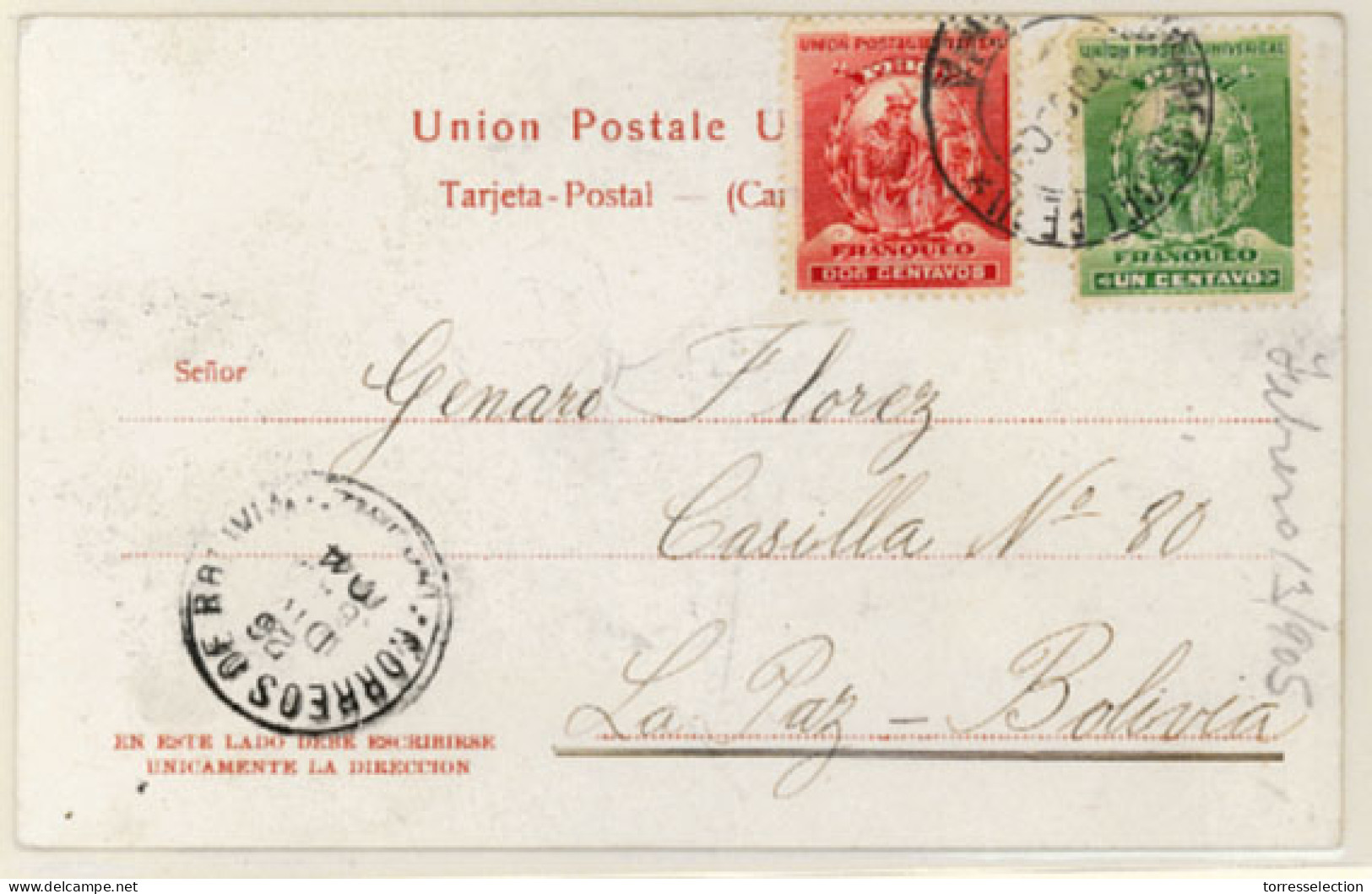 BOLIVIA. 1904. Lima/Peru To La Paz. Arrival C.d.s. On Front. - Bolivie