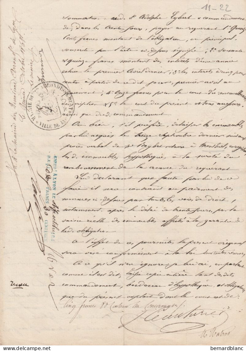 VP 1 FEUILLE - 1868 - MONTLUEL - LYON - ST CROIX - Manuscripts