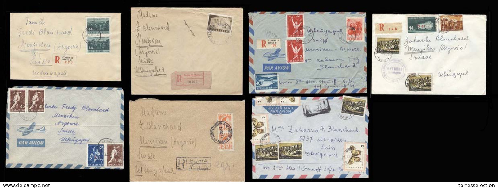 BULGARIA. C.1954-62. 7 Diff Multiple Reg Airmail Fkd Covers To Switzerland. Fine Group. - Altri & Non Classificati