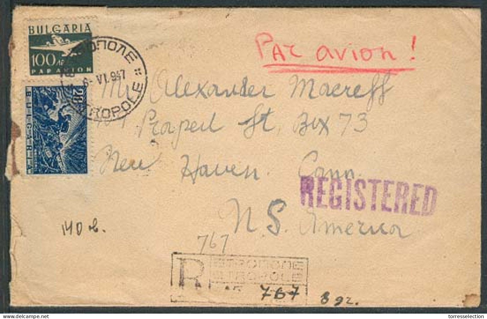 BULGARIA. 1947 (6 June). Etropole - USA. Air Reg Fkd Env. Fine. - Altri & Non Classificati