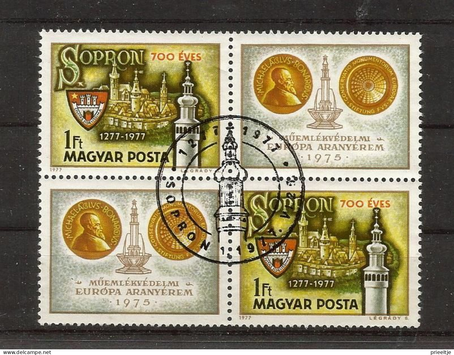 Hungary 1977 Sopron 700th Anniv. 4-block  Y.T. 2569 (0) - Used Stamps