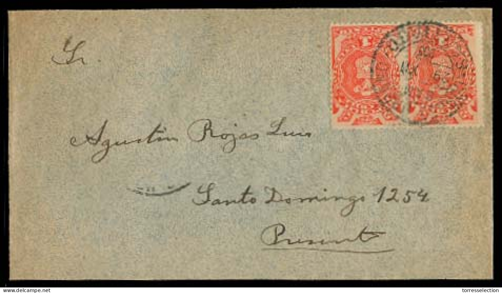 CHILE. 1900 (29 Dec). Santiago Local Fkd Env With 2 Provisional Period Fiscals 1c Red X2 / Cds. VF. - Chile