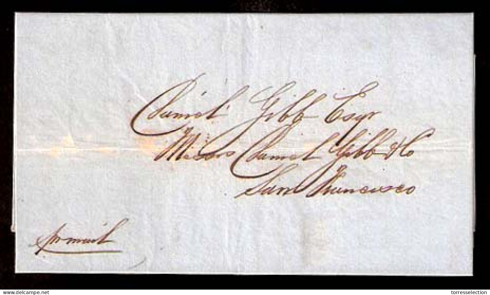 CHILE. 1854. Valparaiso - USA / California. EL. Carried By SS. Sonora 46 Days Trip. Fine. Endosed "per Mail". - Chile