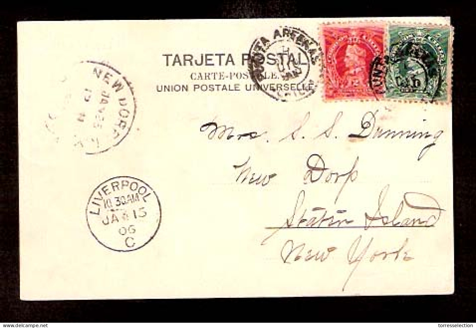 CHILE. 1905. Punta Arenas - USA. Frkd PPC. Via Liverpool (!). XF. Interesting Routing. - Cile