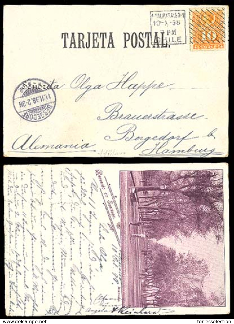 CHILE. 1898 (11 Nov). Valparaiso To Germany. Fine Early Used "Recuerdo De Santiago". Postcard. - Chile