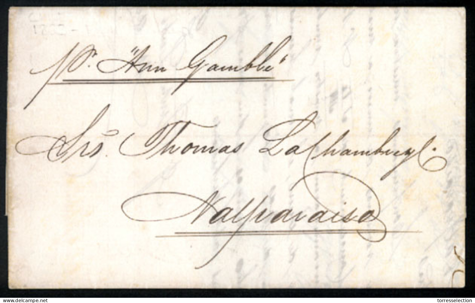 CHILE. 1862. Manchester To Valparaiso. E.L. With Forwarding Agent Cachet On Reverse "Pinto Leit & Brothers/Liverpool" (d - Chile