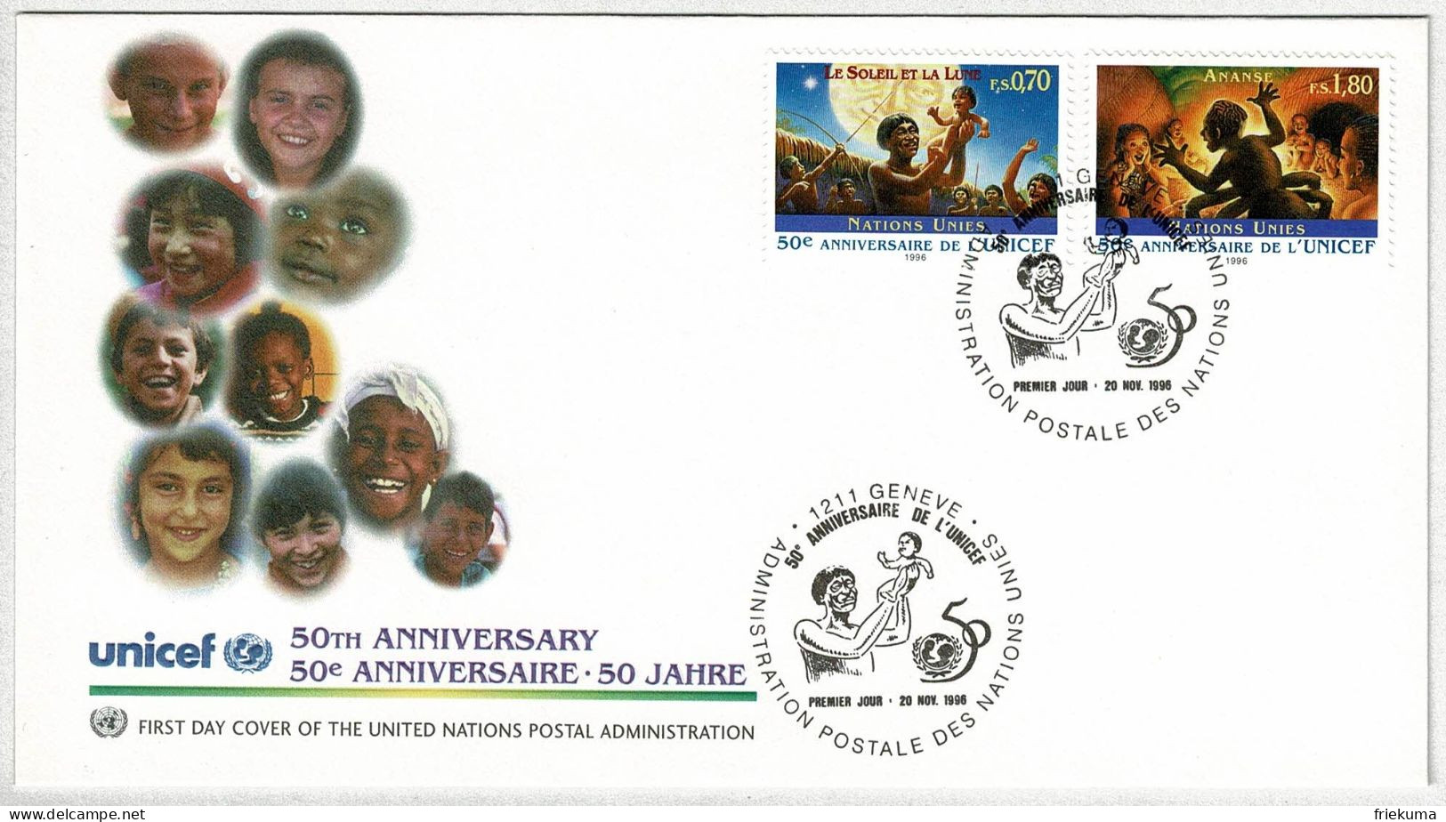 UNO Genève 1985, FDC Anniversaire UNICEF - UNICEF