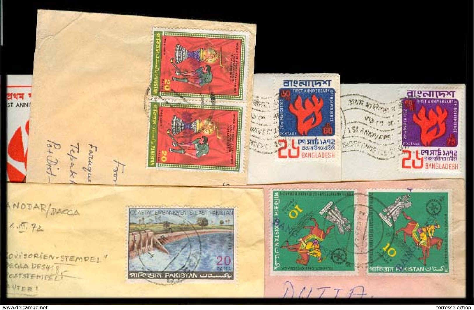 BANGLADESH. C.1972. 5 Early Cover Usages, Incl One Before Ovptd Period. - Bangladesh