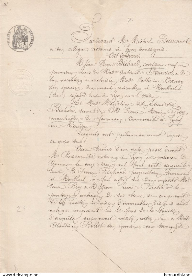 VP 2 FEUILLES - 1858 - LYON - MONTLUEL - Manuscripts