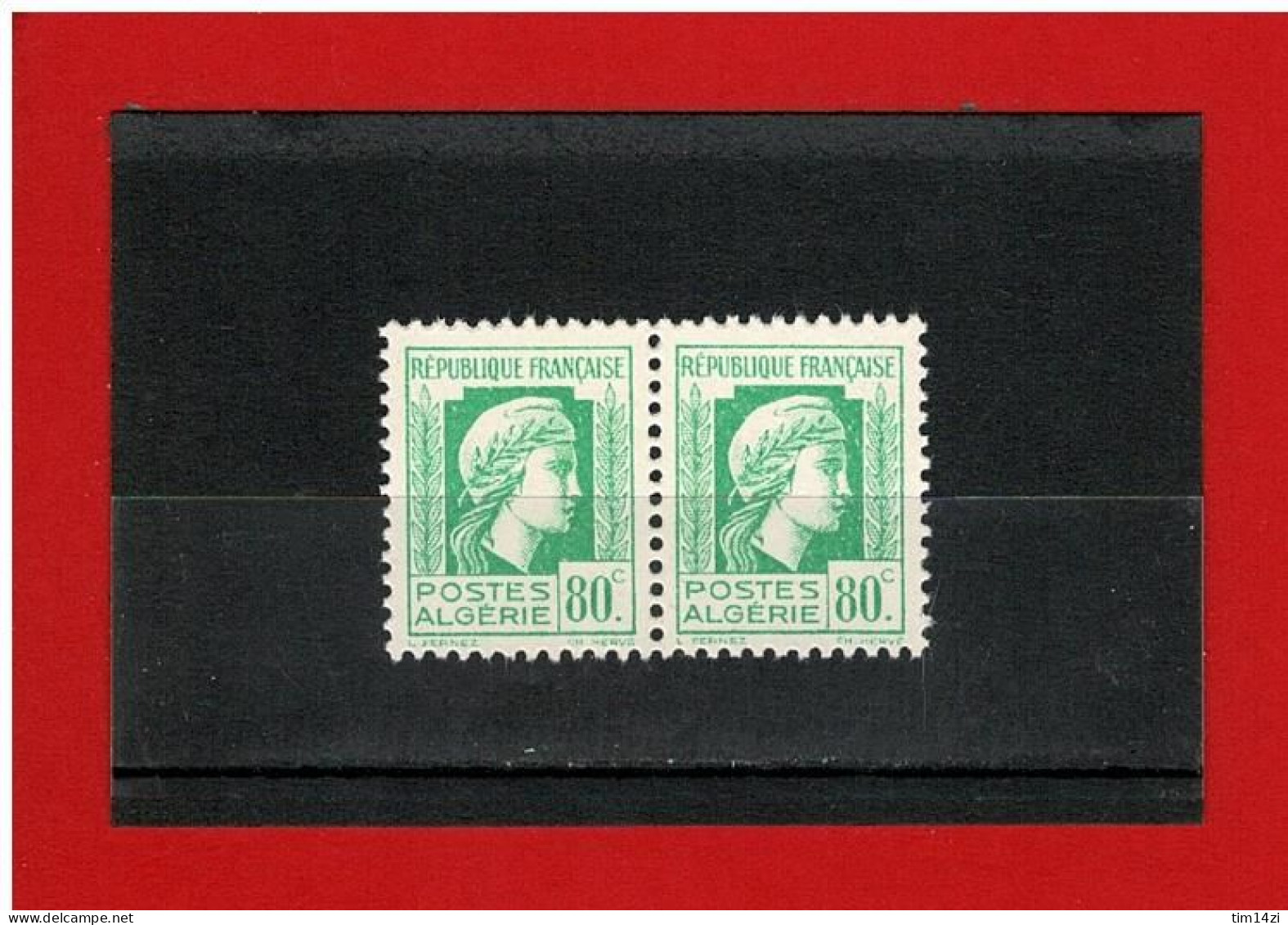 ALGERIE - 1944 - N°212** MARIANNE D'ALGER - SUPERBE - BLOC De 2  TIMBRES  SANS CHARNIERE - Neufs