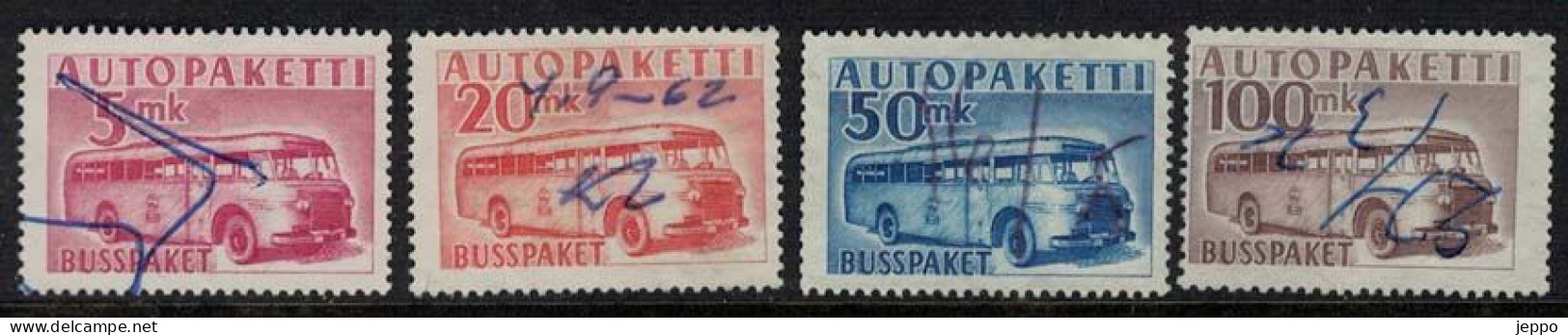 1952 Finland, Bus Parcel Stamps Complete Set Used. - Envios Por Bus