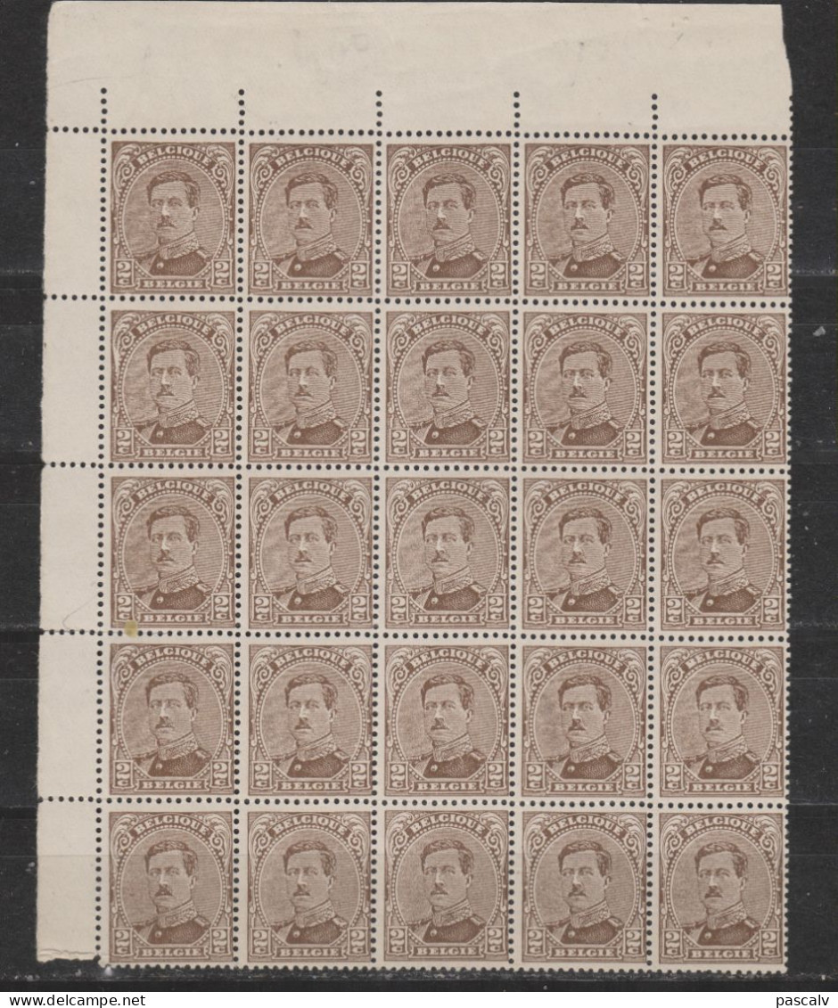 COB 136A ** Neuf Sans Charnière Bloc De 25 - 1915-1920 Alberto I