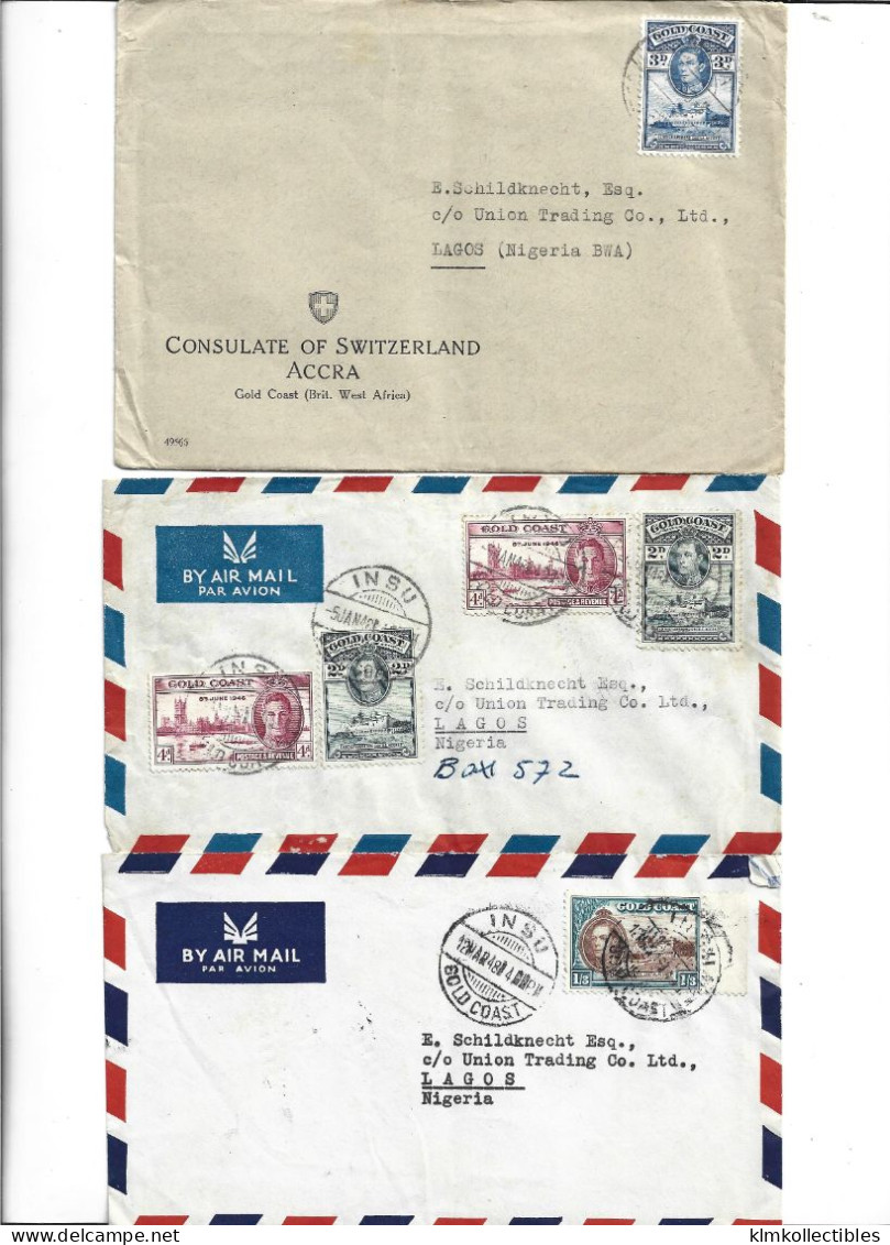 GREAT BRITAIN UNITED KINGDOM ENGLAND COLONIES - GOLD COAST GHANA - POSTAL HISTORY LOT - SWITZERLAND CONSULATE ACCRA - Goudkust (...-1957)