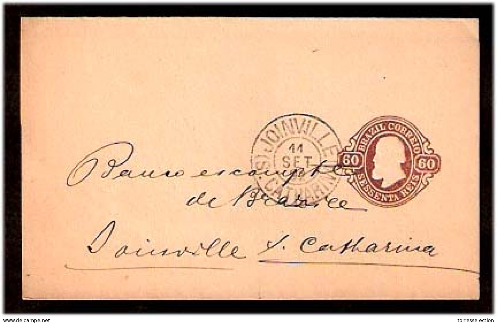 BRAZIL. 1892. Joinville - Catharina. 60r. Brown Stat. Wrapper. XF. - Otros & Sin Clasificación