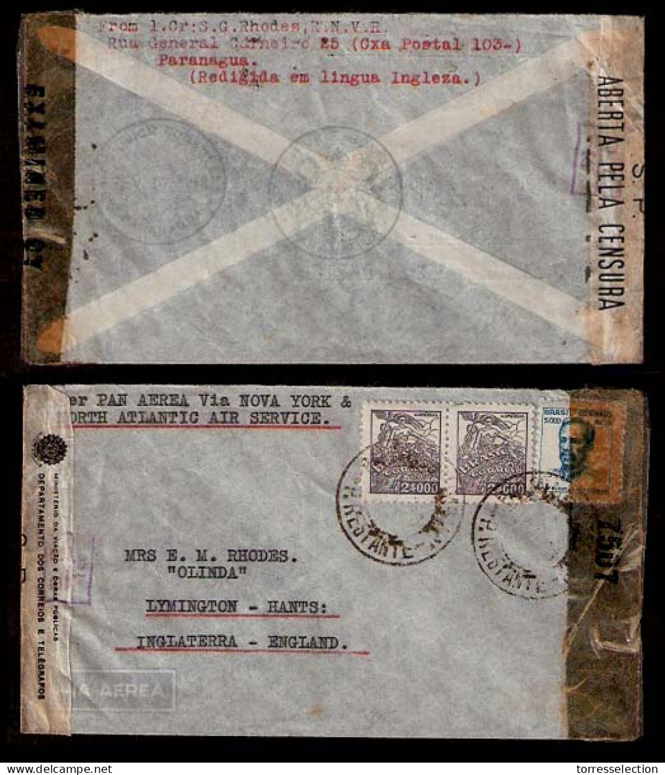BRAZIL. 1943. WW II. British Consulate / PARANAGUA. Frkd. Censored Env. To UK. - Otros & Sin Clasificación