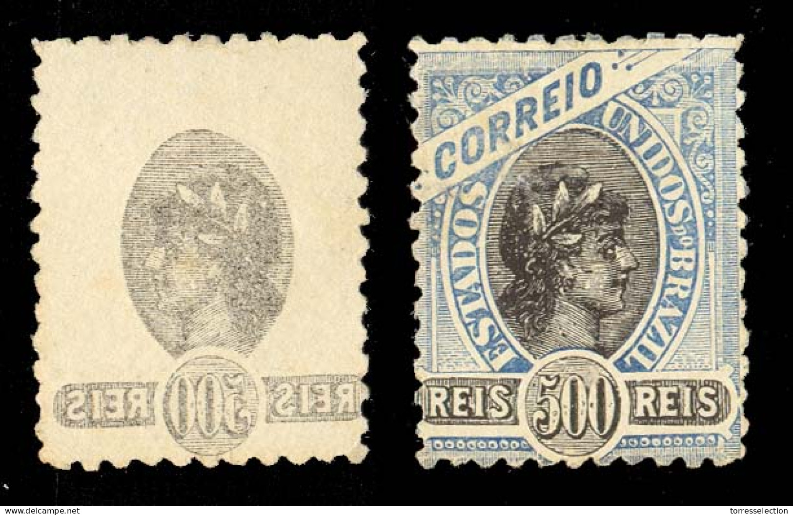 BRAZIL. 500rs Mint With RECTO VERSO Black Center INPRINT. Most Unusual. - Other & Unclassified