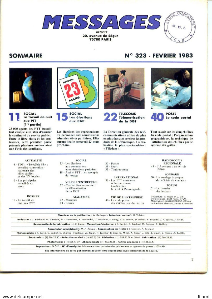 Messages Des PTT Lot 4 Numeros 1982-83-84-85 - Französisch (ab 1941)