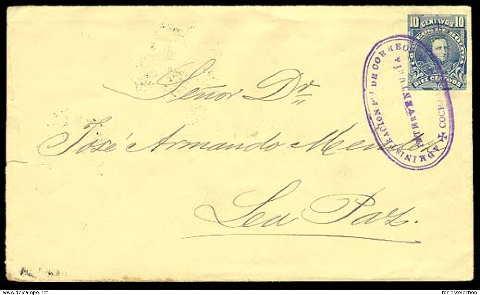 BOLIVIA. 1904. Cochabamba. Great Cancel. Scarce Stationery. XF. - Bolivia