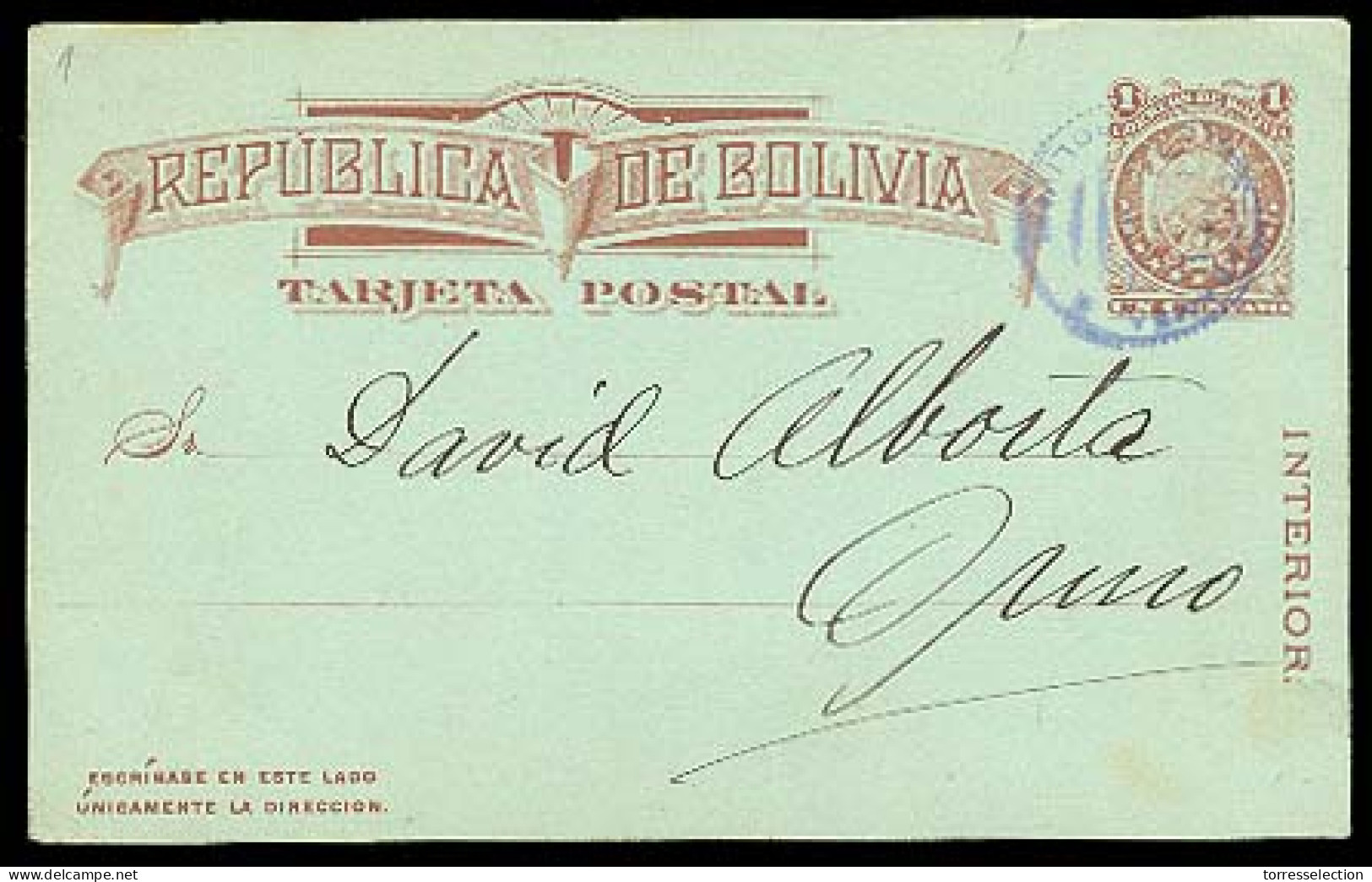 BOLIVIA. C.1890's. 1c.local Stationery Used. - Bolivie