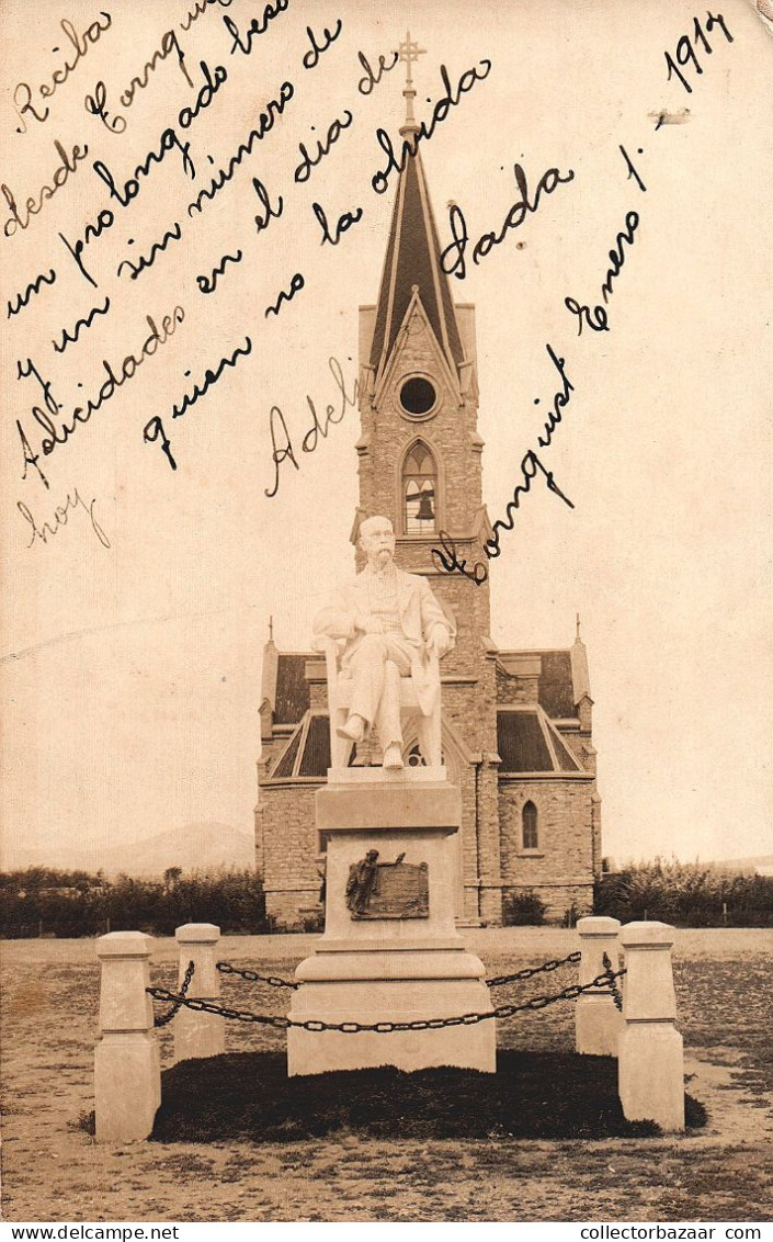 Tornquist Argentina Church And Monument In 1914 Real Photo Postcard - Argentinië