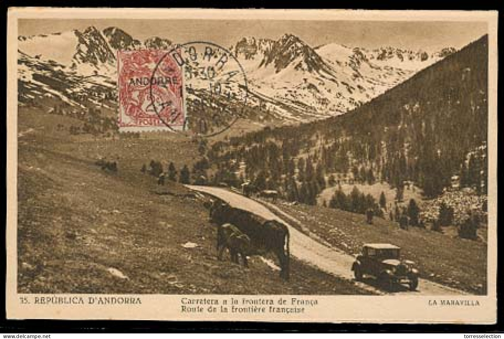 ANDORRA. 1931 (17 Oct). Of Francesa. TP Sin Circular Con Sello Sobrec 1ª Emision 2c. MB. - Altri & Non Classificati