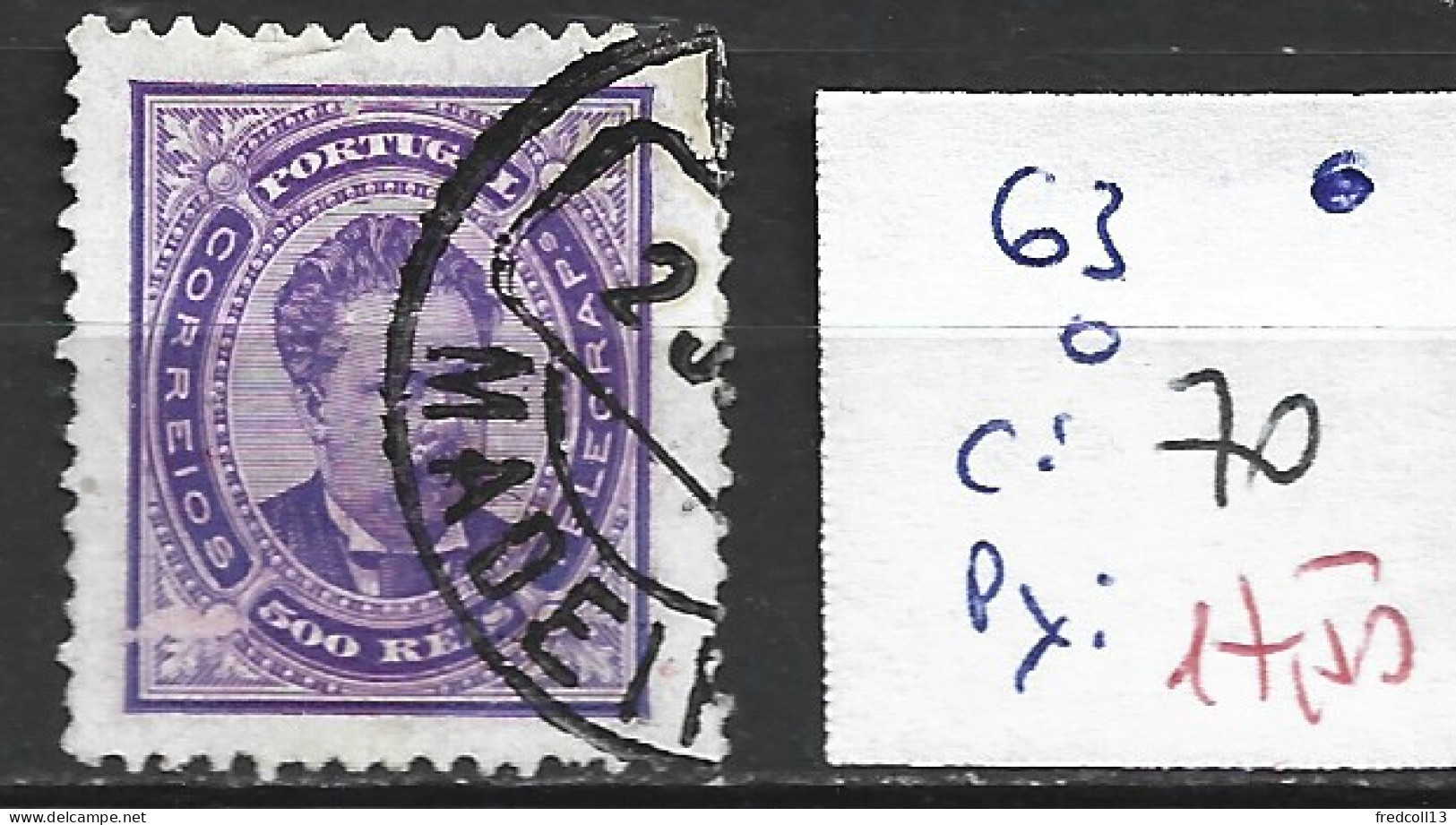 PORTUGAL 63 Oblitéré Côte 70 € - Used Stamps