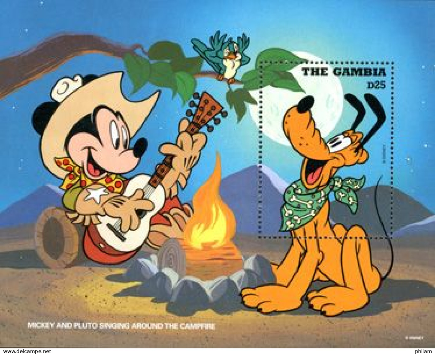 GAMBIE 1995 - Disney - Cowboys I - Mickey Et Pluto - BF - Disney