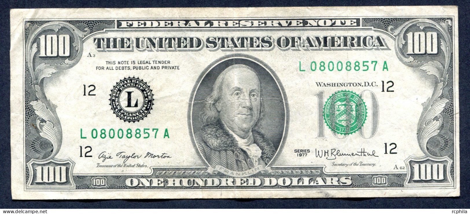 RC 27194 USA $100 BILLET SÉRIES 1977 - Billets De La Federal Reserve (1928-...)
