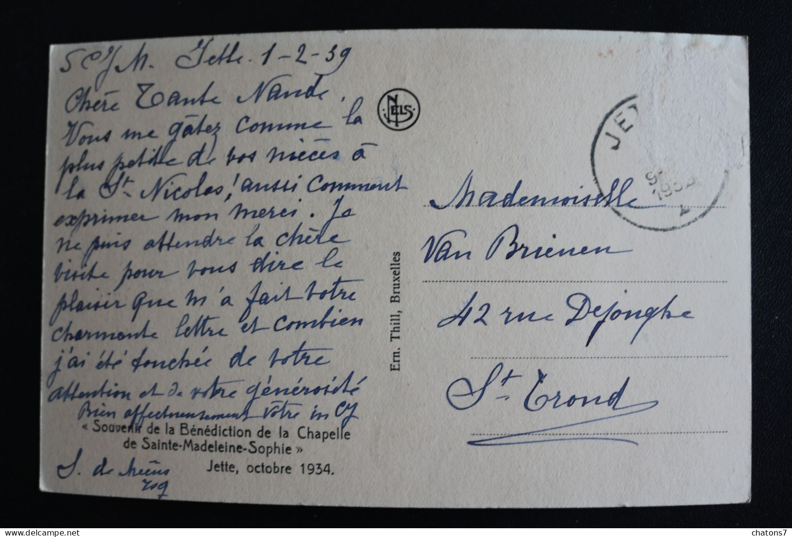 MO 173 - Bruxelles - Jette - "Souvenir De La Bénédiction De La Chapelle De Ste-Madeleine-Sophie - 1934 - Feiern, Ereignisse