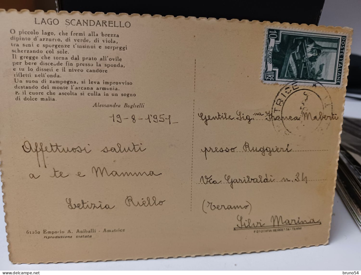 Cartolina Amatrice Provincia Rieti , Lago Scandarella 1951 - Rieti