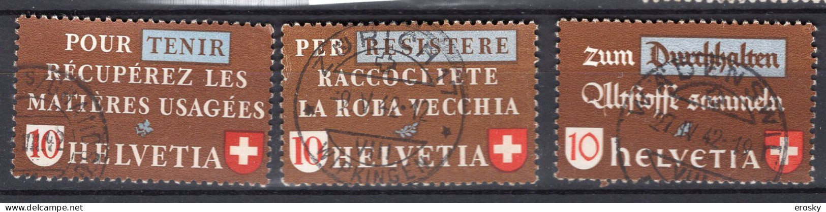 T1940 - SUISSE SWITZERLAND Yv N°375/77 - Oblitérés