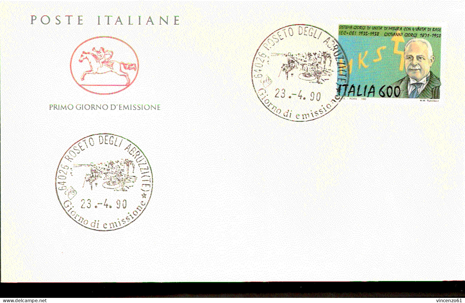 1990 BUSTA CON ANNULLO FDC Celebrativo Del ``Sistema MKS-Giorgi’’ Di Unità Di Misura. - Fysica