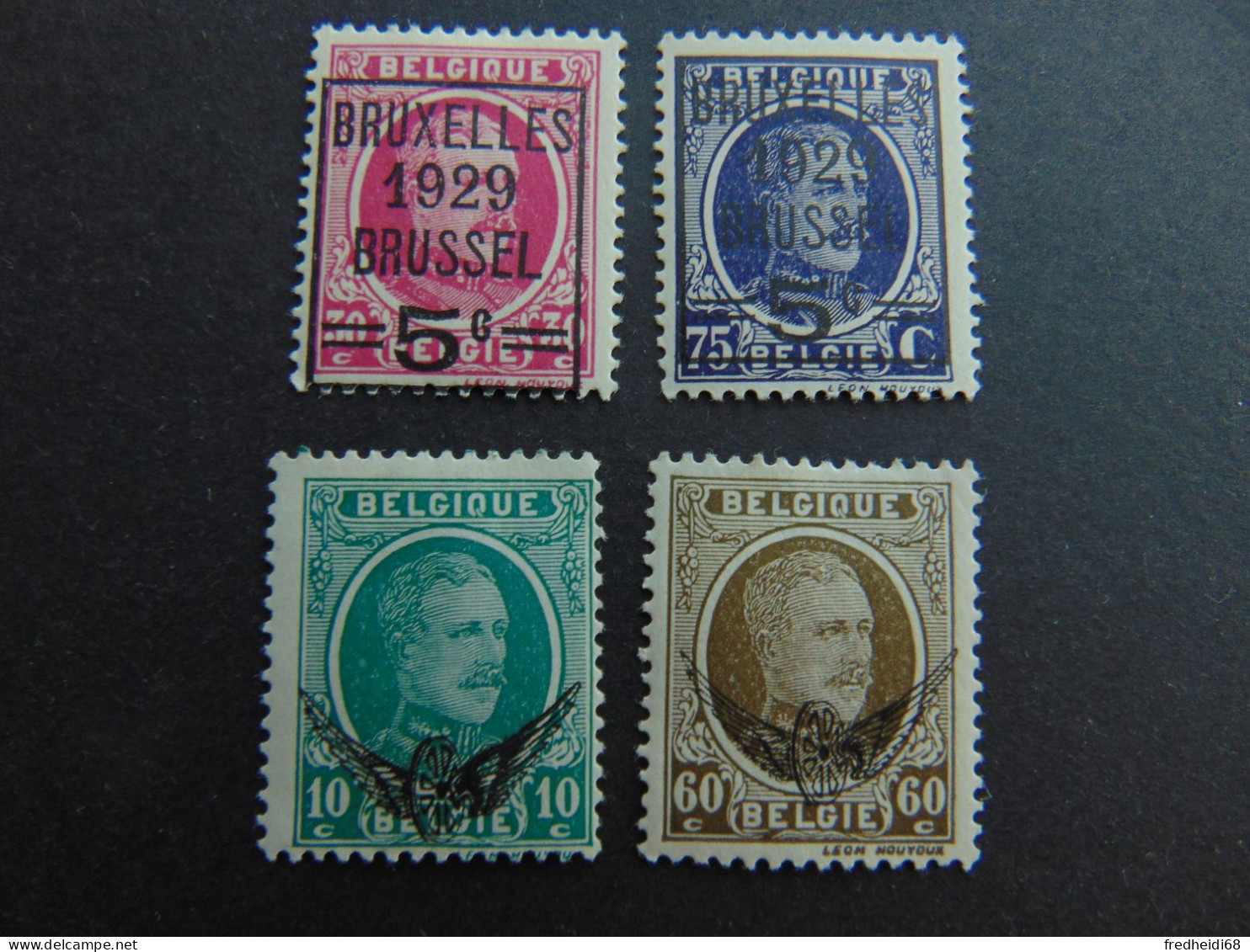 Très Beau Petit Lot De 4 Timbres Neufs Au Type Albert 1er - Collections