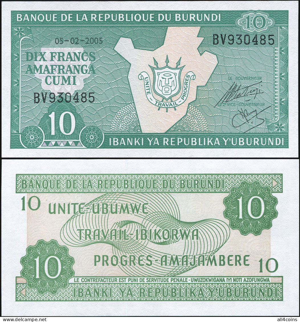 Burundi 10 Francs. 05.02.2005 Paper Unc. Banknote Cat# P.33k - Burundi