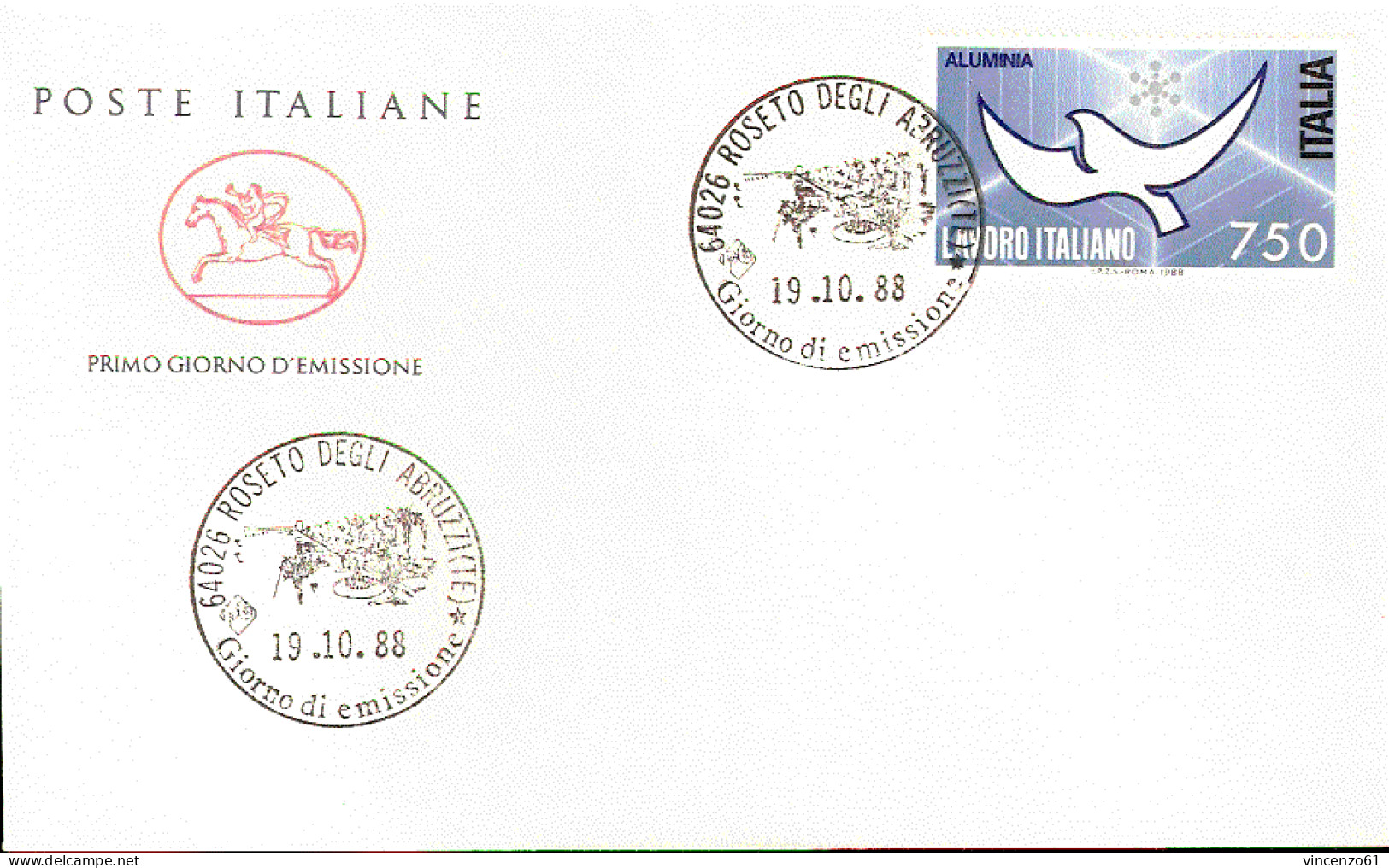 1988 BUSTA CON ANNULLO FDC Il Lavoro Italiano. Industria. 2ª Serie. ALLUMINIA - Scheikunde