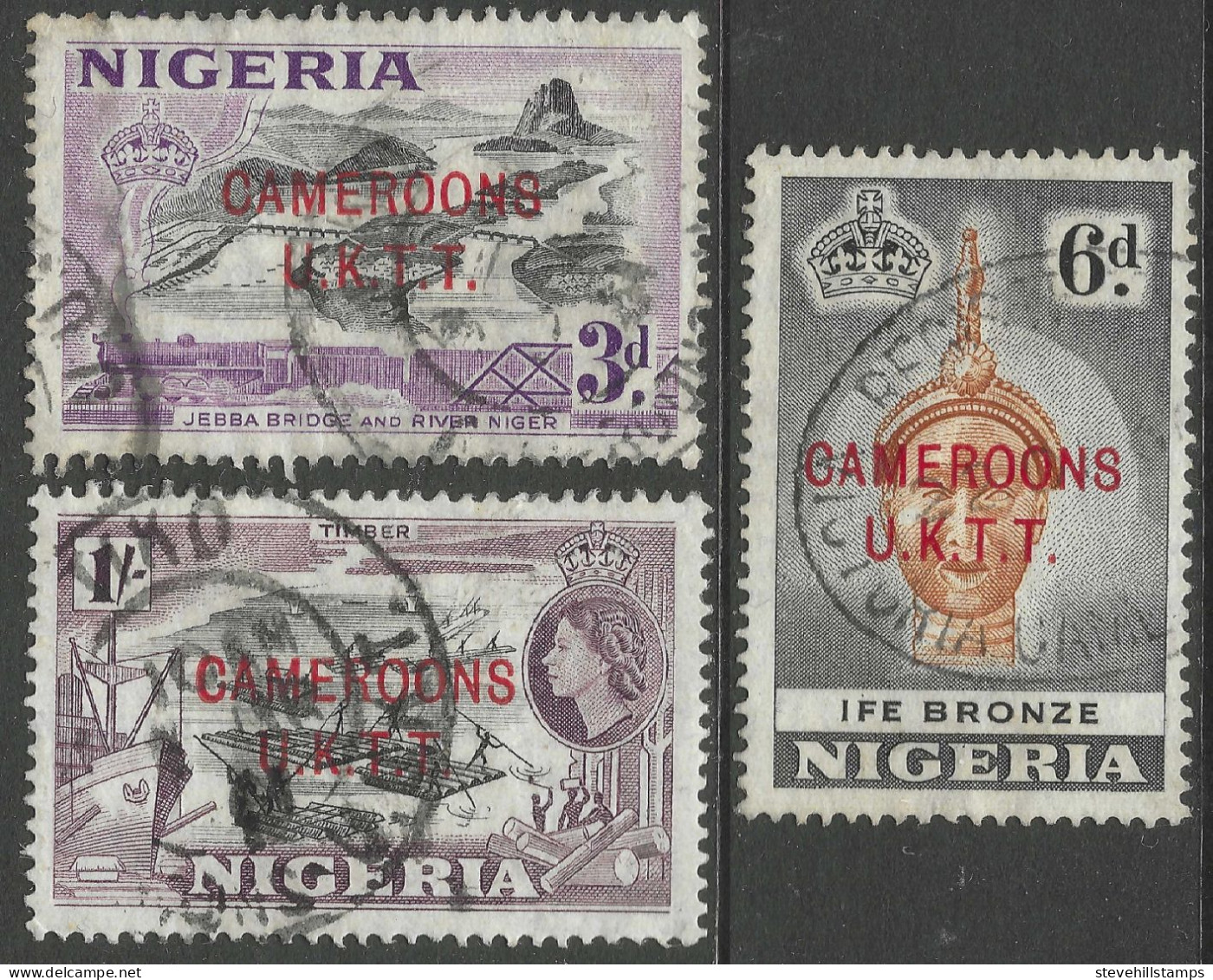 Cameroons Trust Territory. 1960-61 Stamps Of Nigeria Overprinted. 3d, 6d, 1/- Used. SG T5, T7, T8. M3095 - Kamerun (1960-...)