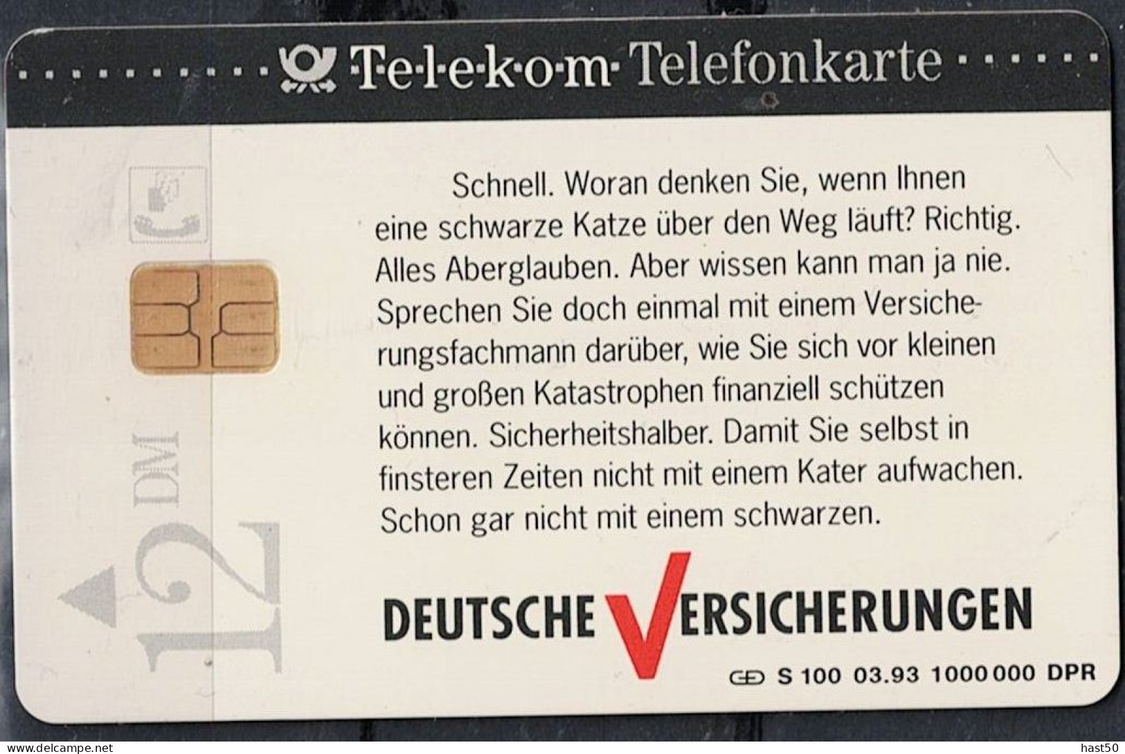 Deutschland -  S-SERIES : Deutsche Versicherungen KATZE   USED -  1993 - S-Series: Schalterserie Mit Fremdfirmenreklame