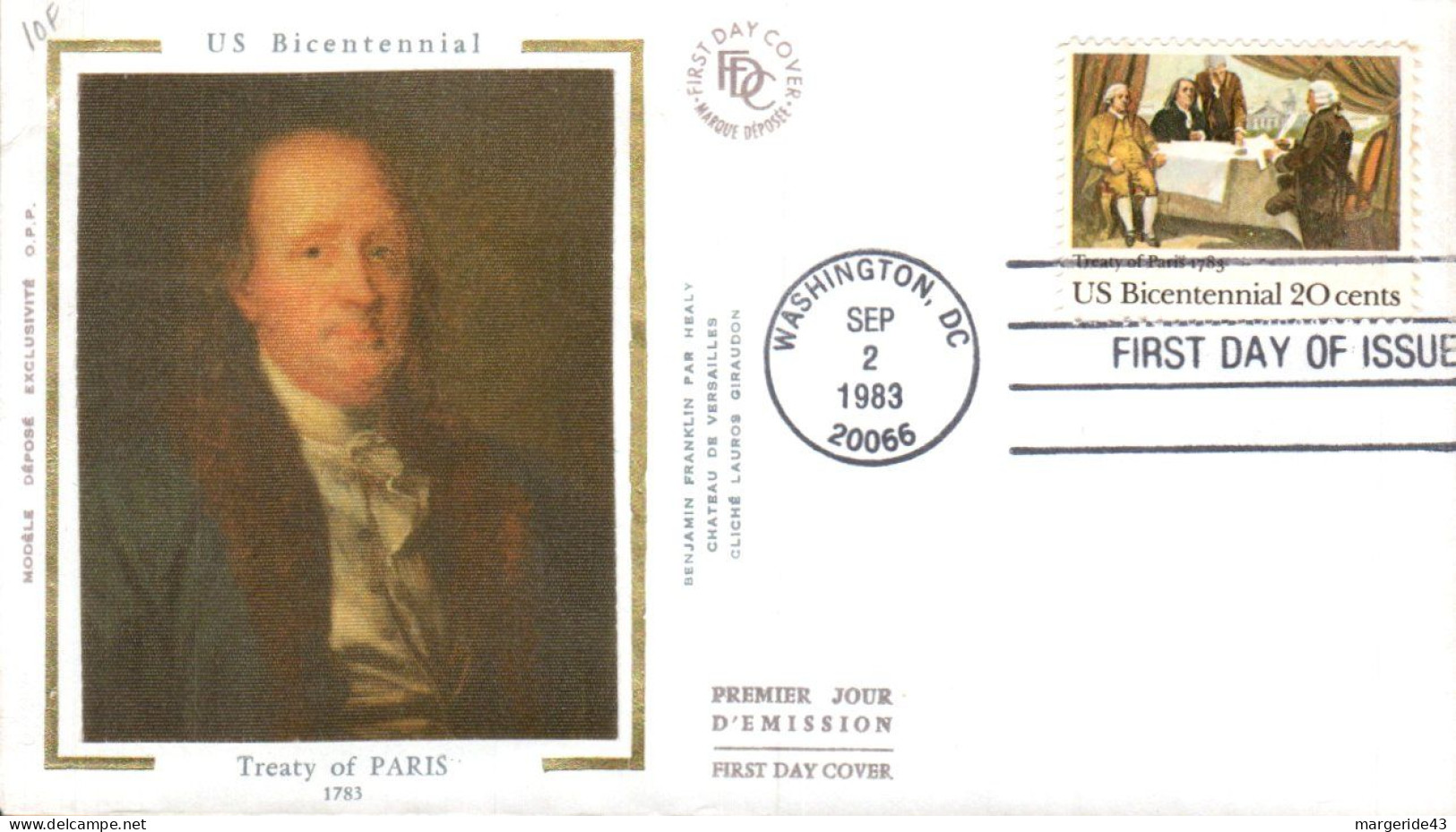 USA ETATS UNIS FDC 1983 BICENTENAIRE TRAITE DE PARIS - 1981-1990