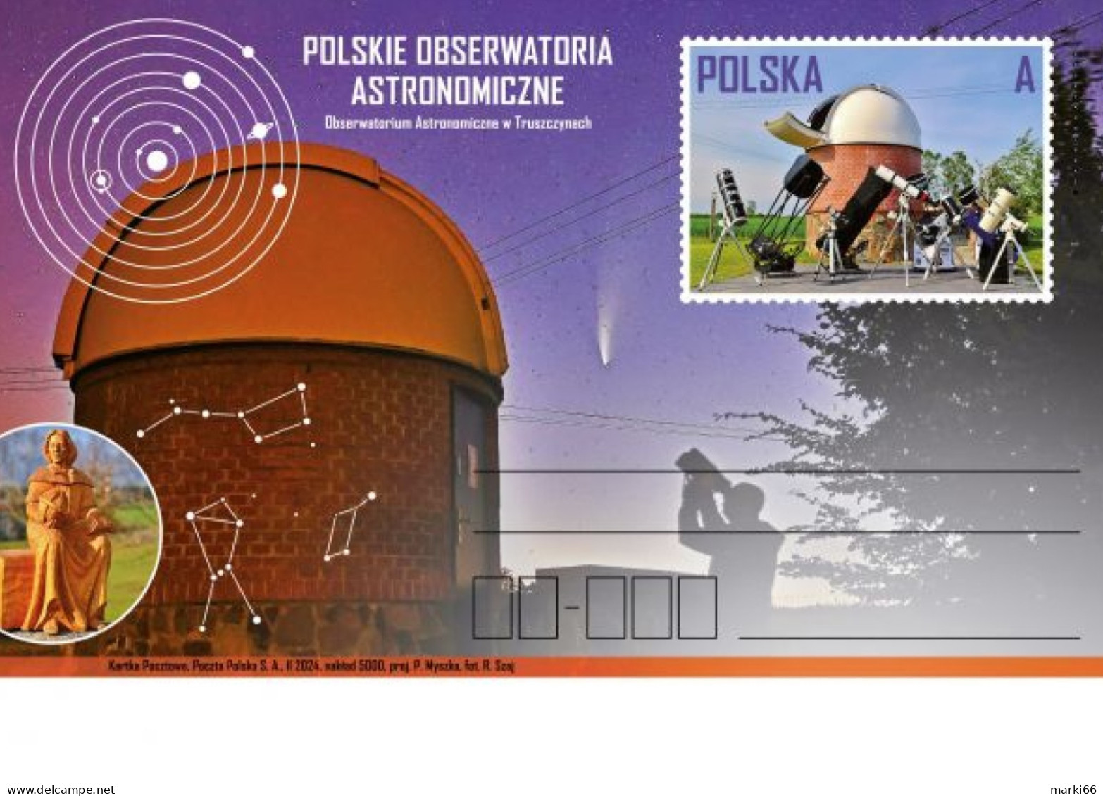 Poland - 2024 - Polish Astronomical Observatories - Postcard With Printed Stamp - Ganzsachen