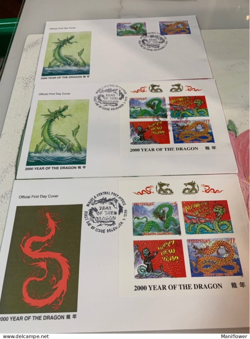 Philippines Stamp FDC Dragon X 3 Different - Philippinen