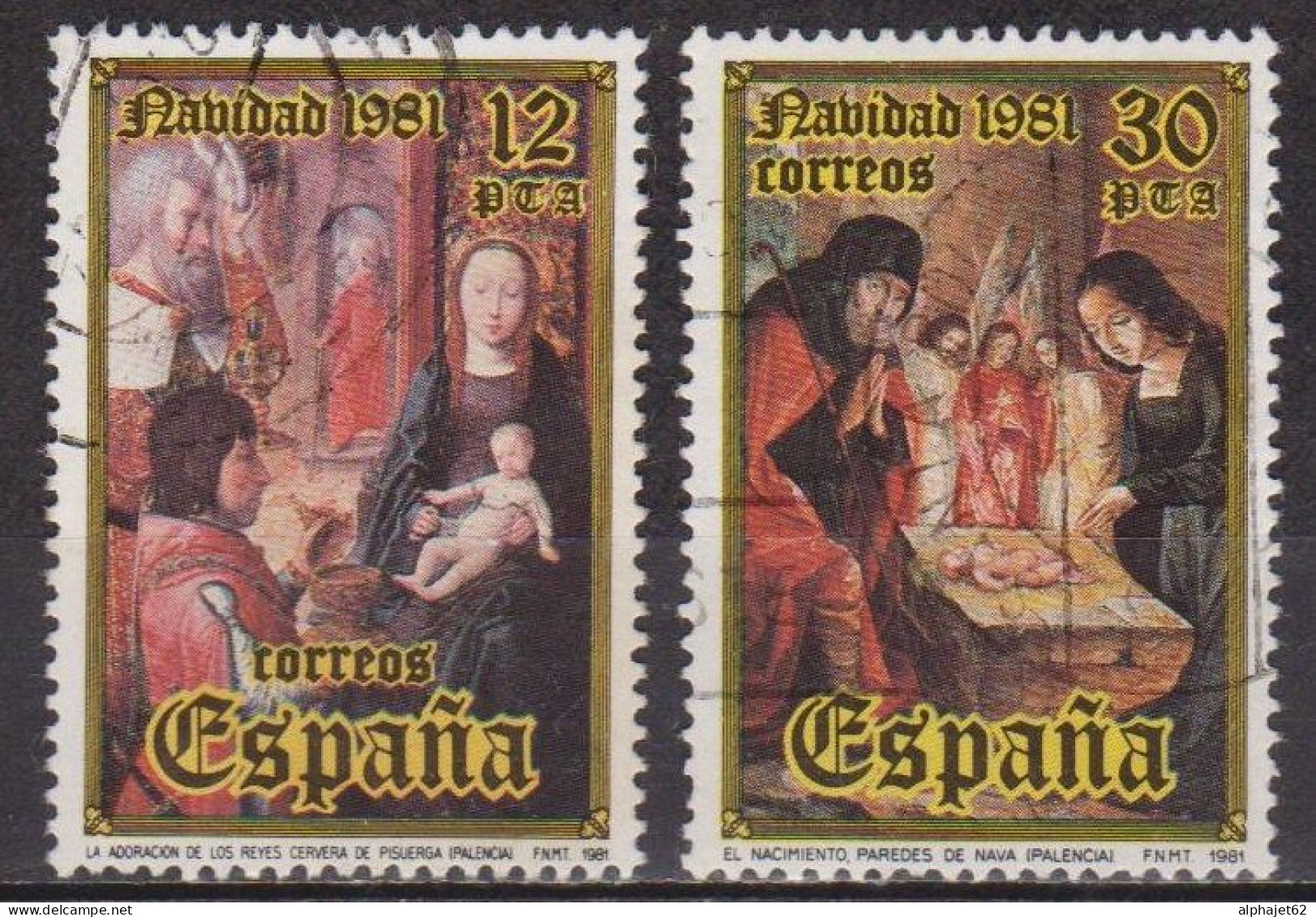 L'adoration Des Rois, La Nativité - ESPAGNE - Noel - N° 2266-2267 - 1981 - Used Stamps