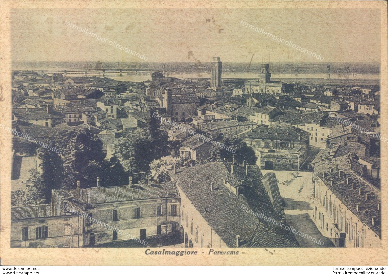E681 Cartolina Casalmaggiore Panorama 1941  Provincia Di Cremona - Cremona